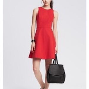 Banana Republic Sloan Red Fit and Flare Fully Lined Dress